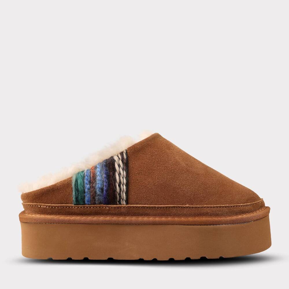 NEW LAMO women's jane slip on platform slipper in chestnut/multi